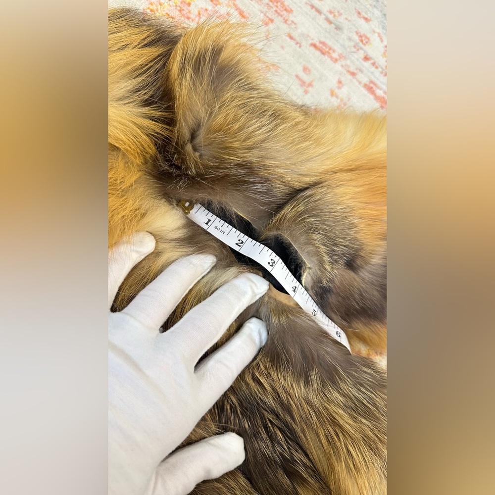 Long Golden Brown Fox Fur Trench Coat - Picture 14 of 14
